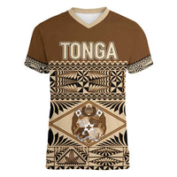 Personalised Tonga Independence Day Women V Neck T Shirt Ngatu Tapa Style LT7
