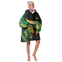 Afro-Jamaica Heritage Custom Kid Wearable Blanket Hoodie Roaring Lion