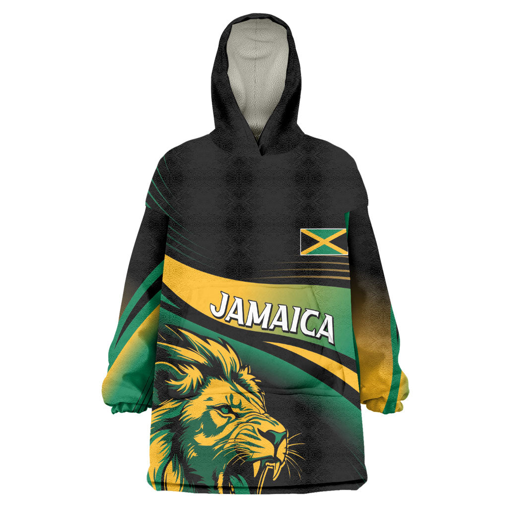 Afro-Jamaica Heritage Custom Kid Wearable Blanket Hoodie Roaring Lion