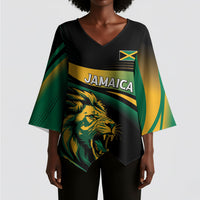 Afro-Jamaica Heritage Custom Kimono Sleeve Blouse Roaring Lion