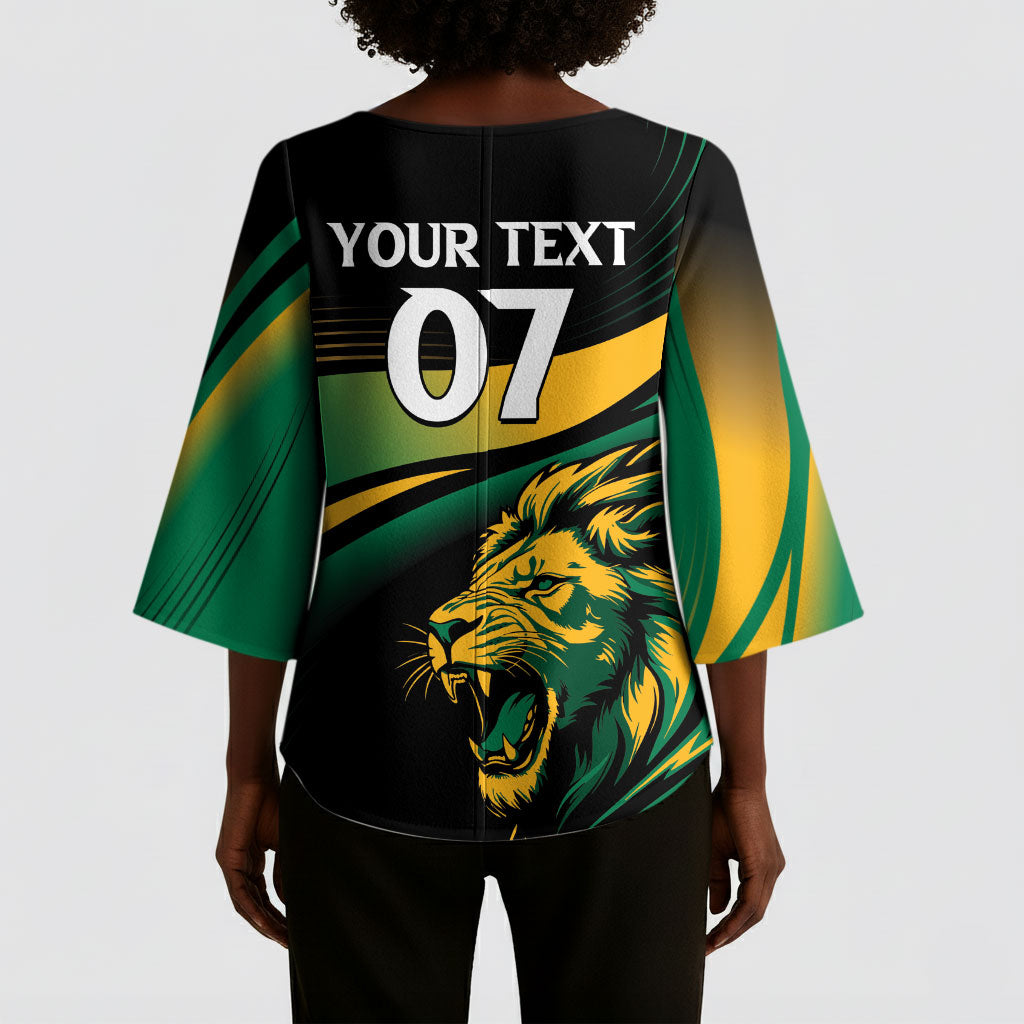 Afro-Jamaica Heritage Custom Kimono Sleeve Blouse Roaring Lion