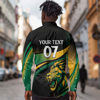 Afro-Jamaica Heritage Custom Long Sleeve Button Shirt Roaring Lion