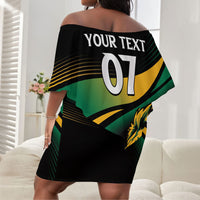 Afro-Jamaica Heritage Custom Off Shoulder Short Dress Roaring Lion