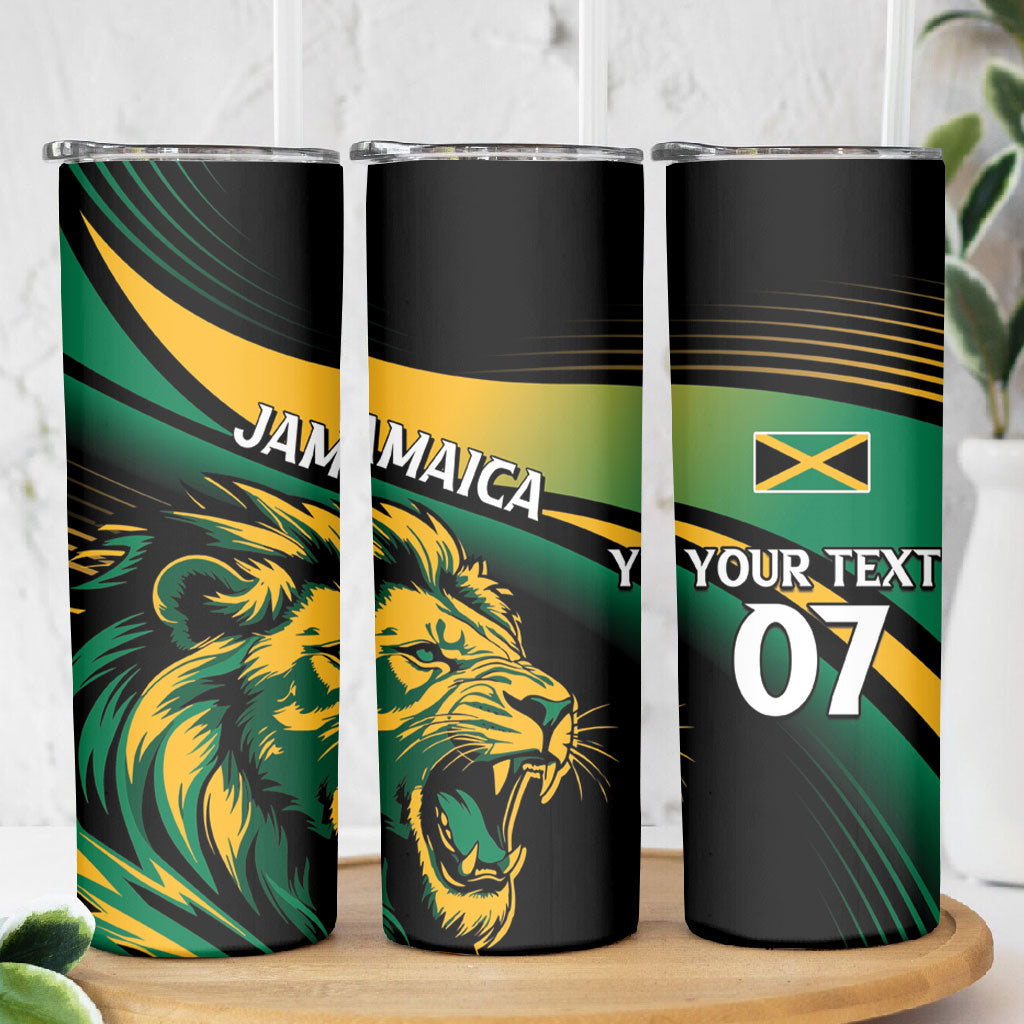 Afro-Jamaica Heritage Custom Skinny Tumbler Roaring Lion