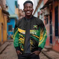 Afro-Jamaica Heritage Custom Sleeve Zip Bomber Jacket Roaring Lion