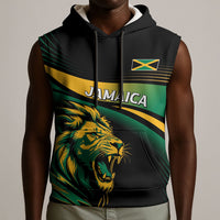 Afro-Jamaica Heritage Custom Sleeveless Hoodie Roaring Lion