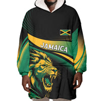 Afro-Jamaica Heritage Custom Wearable Blanket Hoodie Roaring Lion