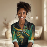 Afro-Jamaica Heritage Custom Women Casual Shirt Roaring Lion