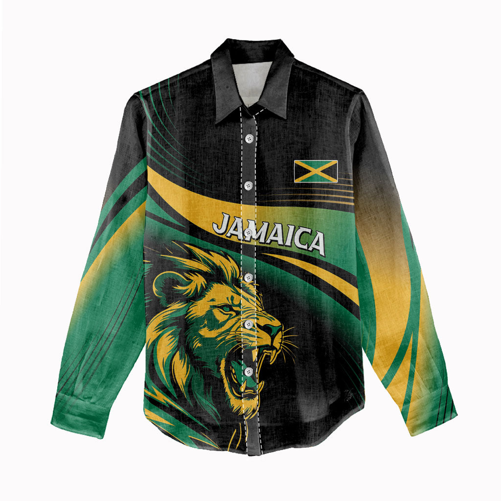 Afro-Jamaica Heritage Custom Women Casual Shirt Roaring Lion
