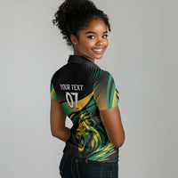 Afro-Jamaica Heritage Custom Women Polo Shirt Roaring Lion