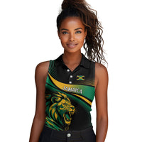 Afro-Jamaica Heritage Custom Women Sleeveless Polo Shirt Roaring Lion