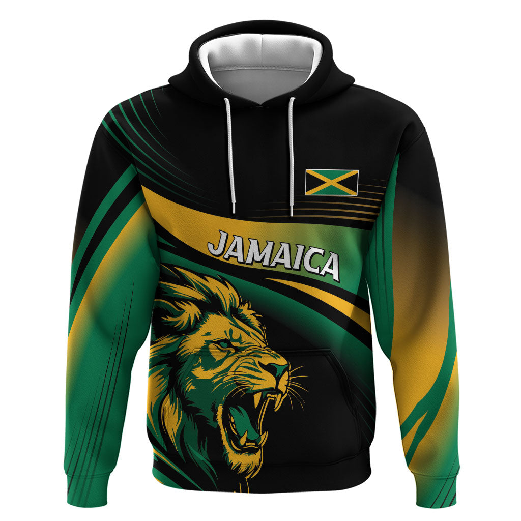 Afro-Jamaica Heritage Custom Zip Hoodie Roaring Lion