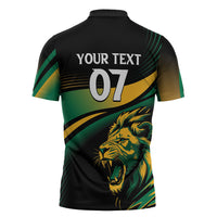 Afro-Jamaica Heritage Custom Zipper Polo Shirt Roaring Lion