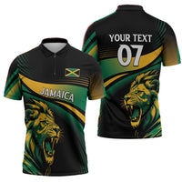 Afro-Jamaica Heritage Custom Zipper Polo Shirt Roaring Lion
