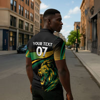 Afro-Jamaica Heritage Custom Zipper Polo Shirt Roaring Lion