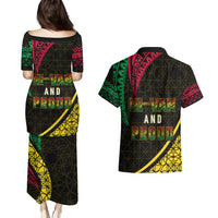 Personalised Vanuatu Couples Matching Puletasi Dress and Hawaiian Shirt Melanesian Sand Drawing Mixed - Ni Van and Proud LT7 - Wonder Print Shop