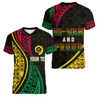 Personalised Vanuatu Women V Neck T Shirt Melanesian Sand Drawing Mixed - Ni Van and Proud - Wonder Print Shop