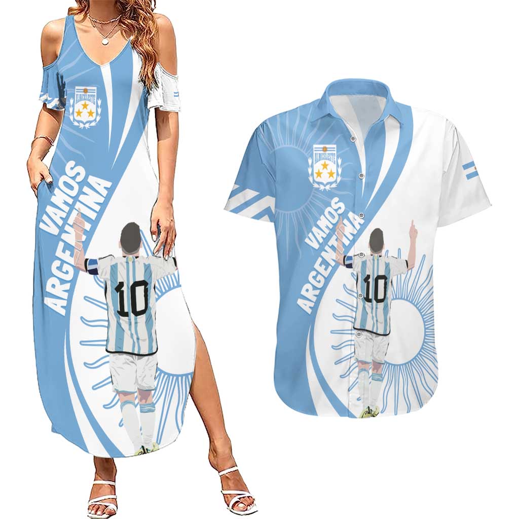 Argentina La Albiceleste Custom Couples Matching Summer Maxi Dress and Hawaiian Shirt Vamos Argentina LT7 - Wonder Print Shop
