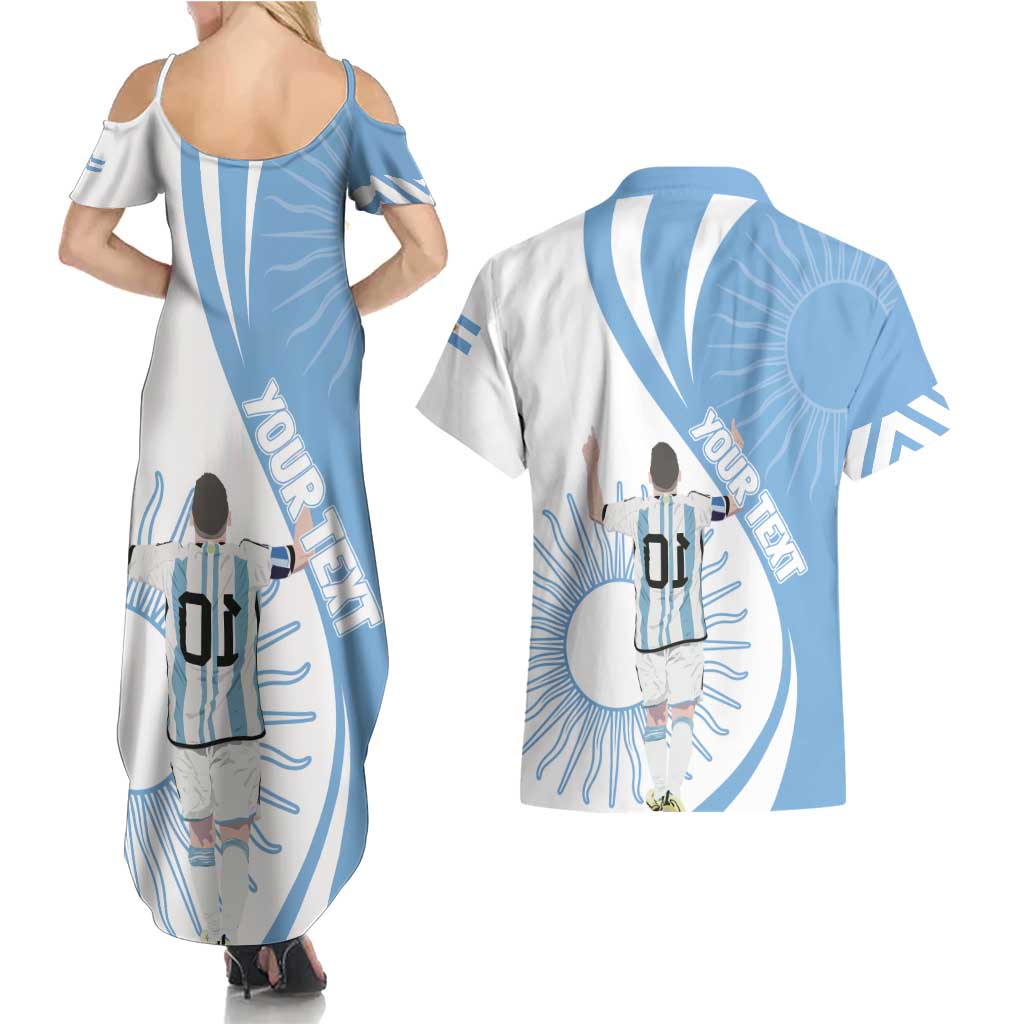 Argentina La Albiceleste Custom Couples Matching Summer Maxi Dress and Hawaiian Shirt Vamos Argentina LT7 - Wonder Print Shop