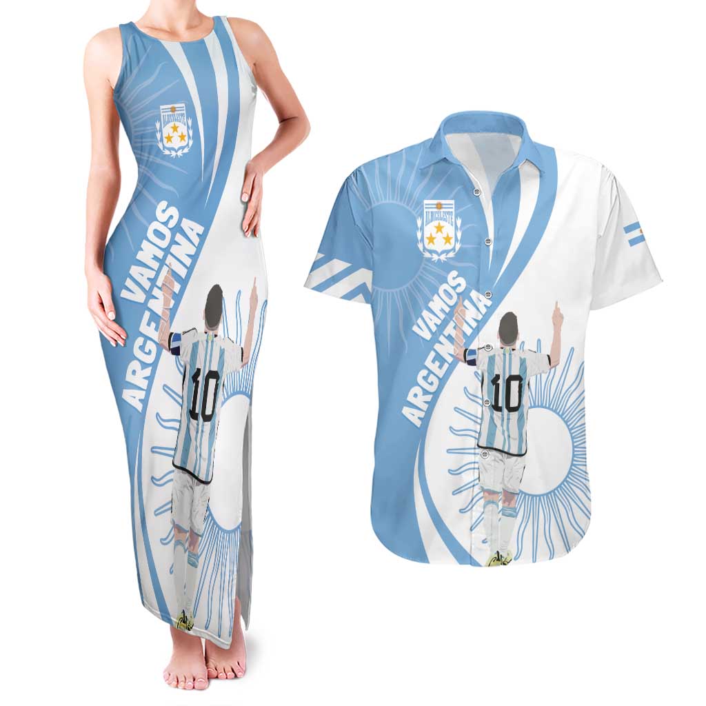 Argentina La Albiceleste Custom Couples Matching Tank Maxi Dress and Hawaiian Shirt Vamos Argentina LT7 - Wonder Print Shop