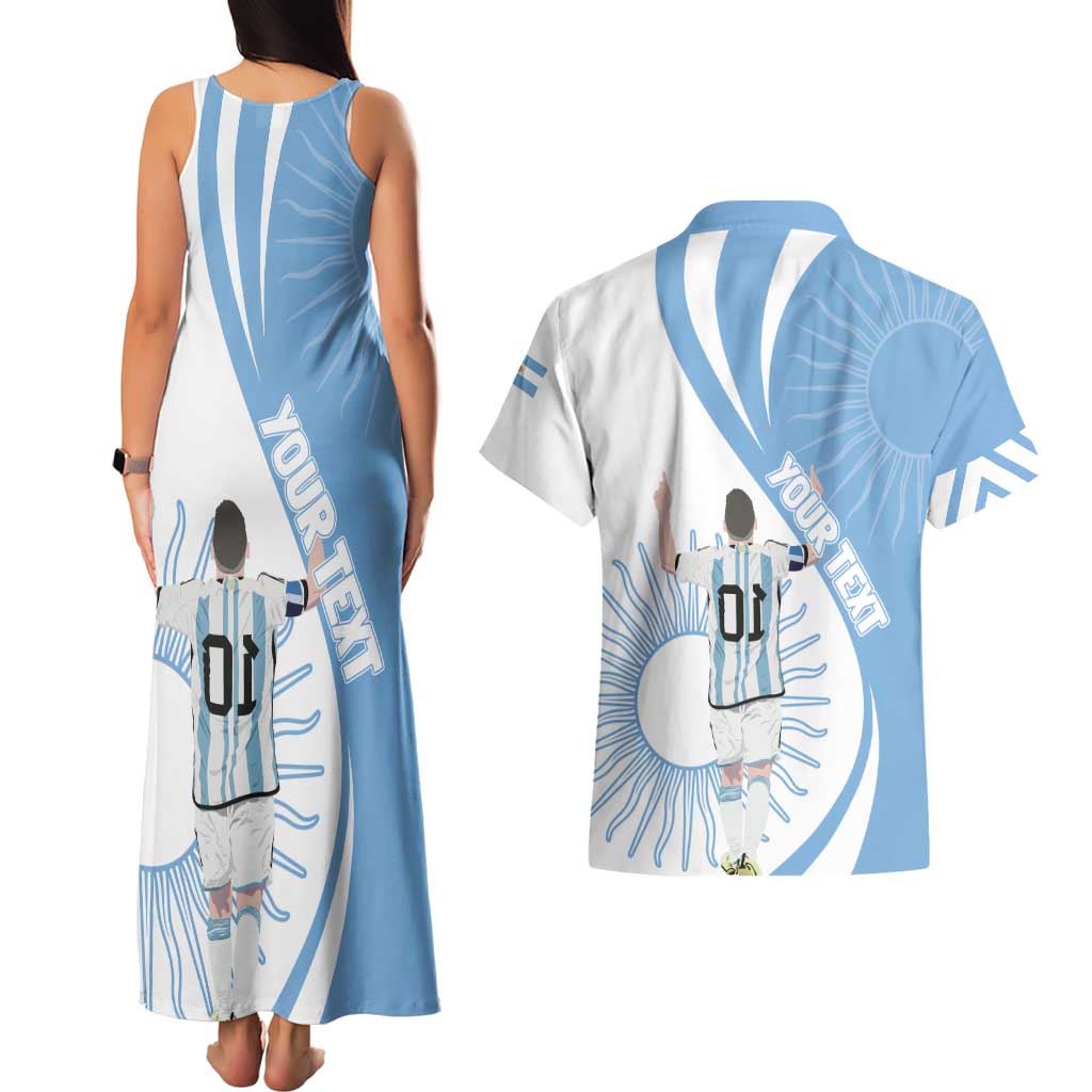 Argentina La Albiceleste Custom Couples Matching Tank Maxi Dress and Hawaiian Shirt Vamos Argentina LT7 - Wonder Print Shop