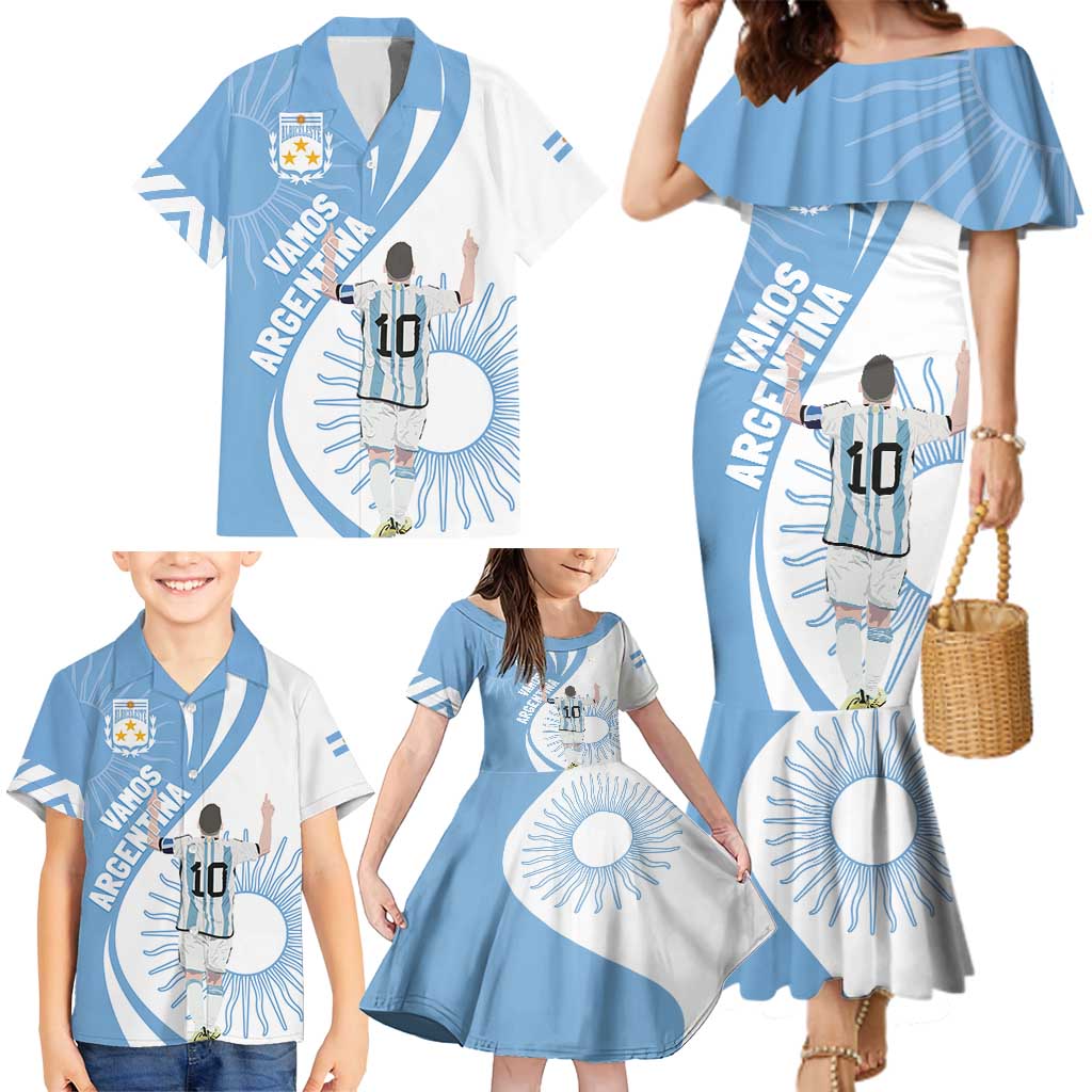 Argentina La Albiceleste Custom Family Matching Mermaid Dress and Hawaiian Shirt Vamos Argentina LT7 - Wonder Print Shop