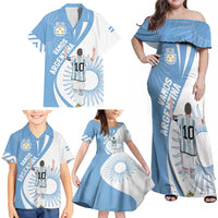 Argentina La Albiceleste Custom Family Matching Off Shoulder Maxi Dress and Hawaiian Shirt Vamos Argentina LT7 - Wonder Print Shop