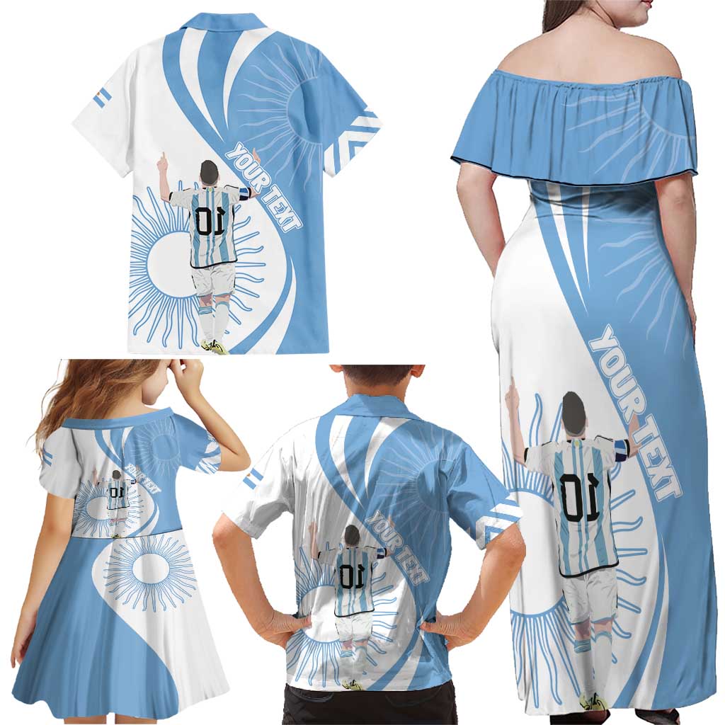 Argentina La Albiceleste Custom Family Matching Off Shoulder Maxi Dress and Hawaiian Shirt Vamos Argentina LT7 - Wonder Print Shop
