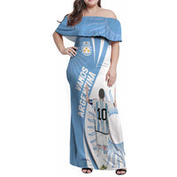 Argentina La Albiceleste Custom Family Matching Off Shoulder Maxi Dress and Hawaiian Shirt Vamos Argentina LT7 - Wonder Print Shop