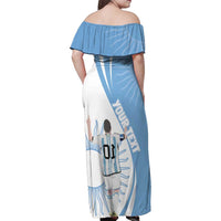 Argentina La Albiceleste Custom Family Matching Off Shoulder Maxi Dress and Hawaiian Shirt Vamos Argentina LT7 - Wonder Print Shop