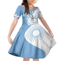 Argentina La Albiceleste Custom Family Matching Short Sleeve Bodycon Dress and Hawaiian Shirt Vamos Argentina - Wonder Print Shop
