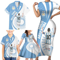 Argentina La Albiceleste Custom Family Matching Short Sleeve Bodycon Dress and Hawaiian Shirt Vamos Argentina - Wonder Print Shop