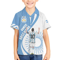 Argentina La Albiceleste Custom Family Matching Short Sleeve Bodycon Dress and Hawaiian Shirt Vamos Argentina - Wonder Print Shop