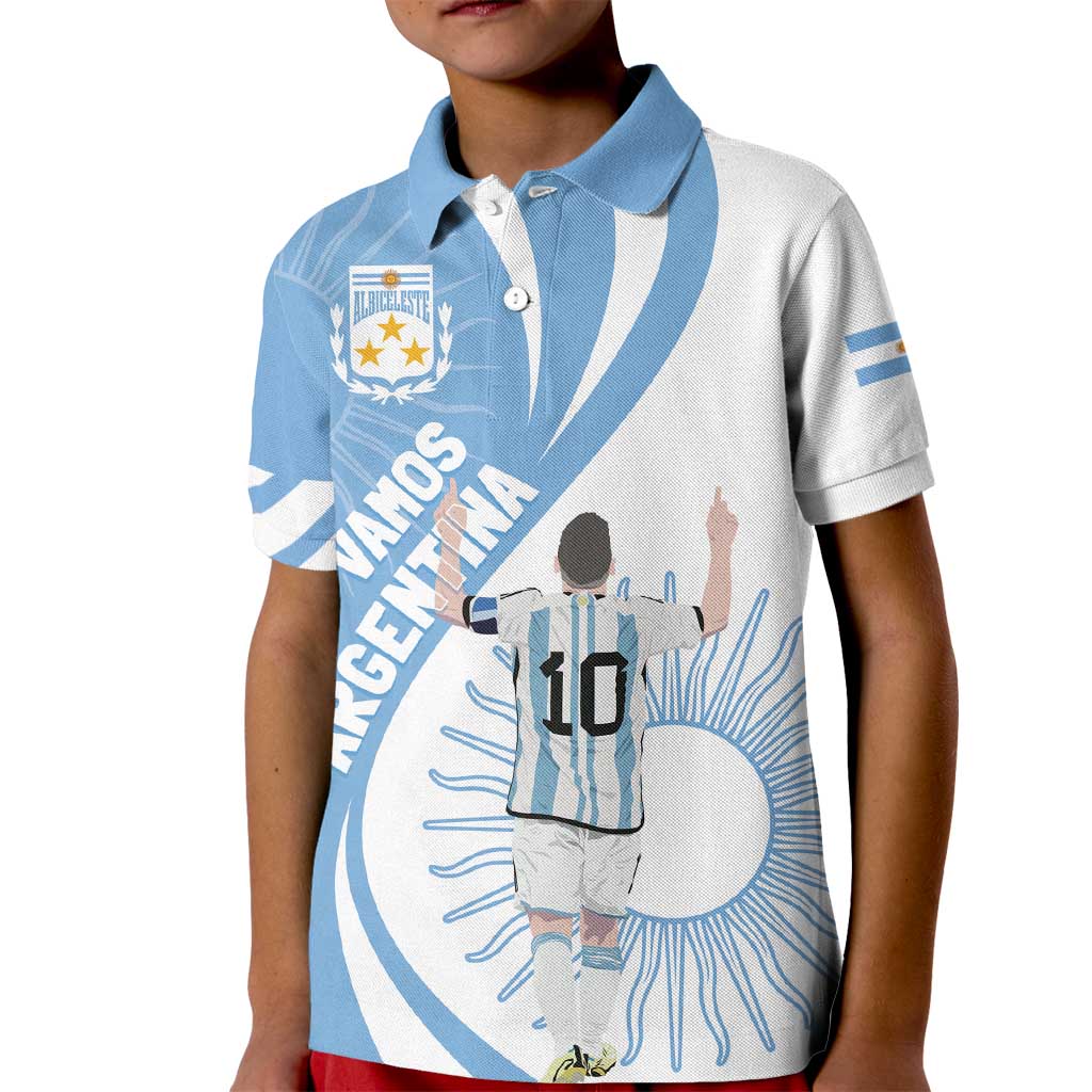 Argentina La Albiceleste Custom Kid Polo Shirt Vamos Argentina - Wonder Print Shop