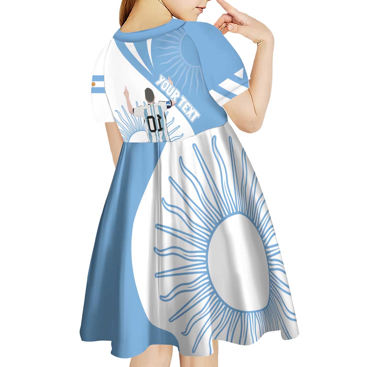 Argentina La Albiceleste Custom Kid Short Sleeve Dress Vamos Argentina - Wonder Print Shop