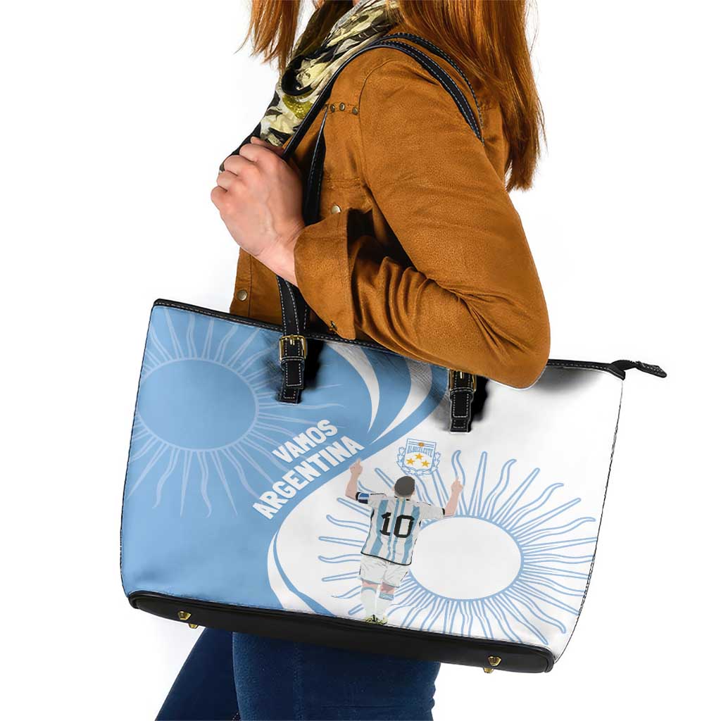Argentina La Albiceleste Leather Tote Bag Vamos Argentina - Wonder Print Shop