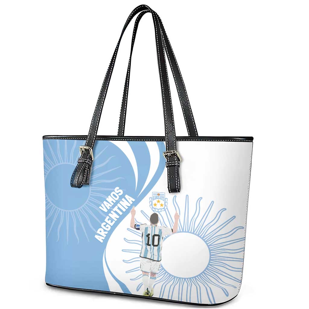 Argentina La Albiceleste Leather Tote Bag Vamos Argentina - Wonder Print Shop