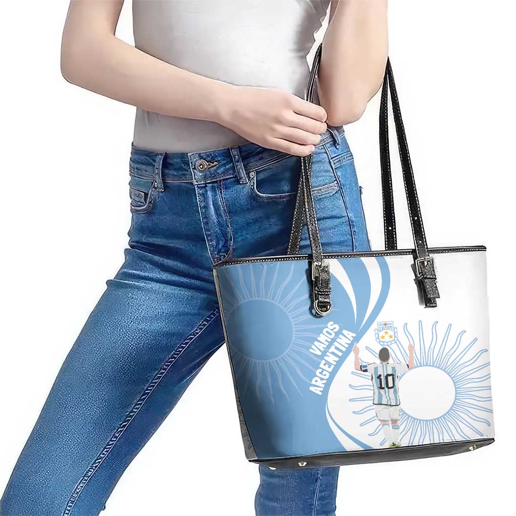 Argentina La Albiceleste Leather Tote Bag Vamos Argentina - Wonder Print Shop