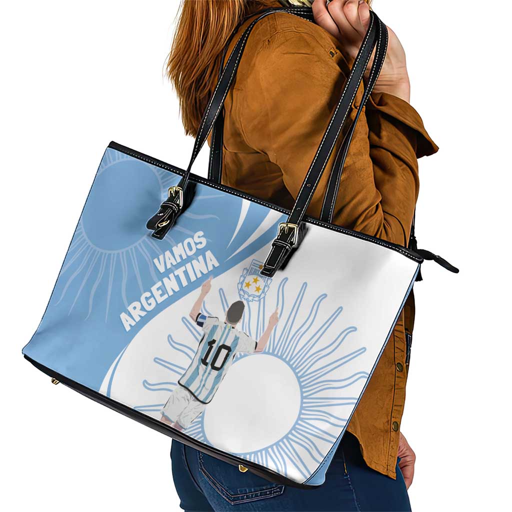 Argentina La Albiceleste Leather Tote Bag Vamos Argentina - Wonder Print Shop