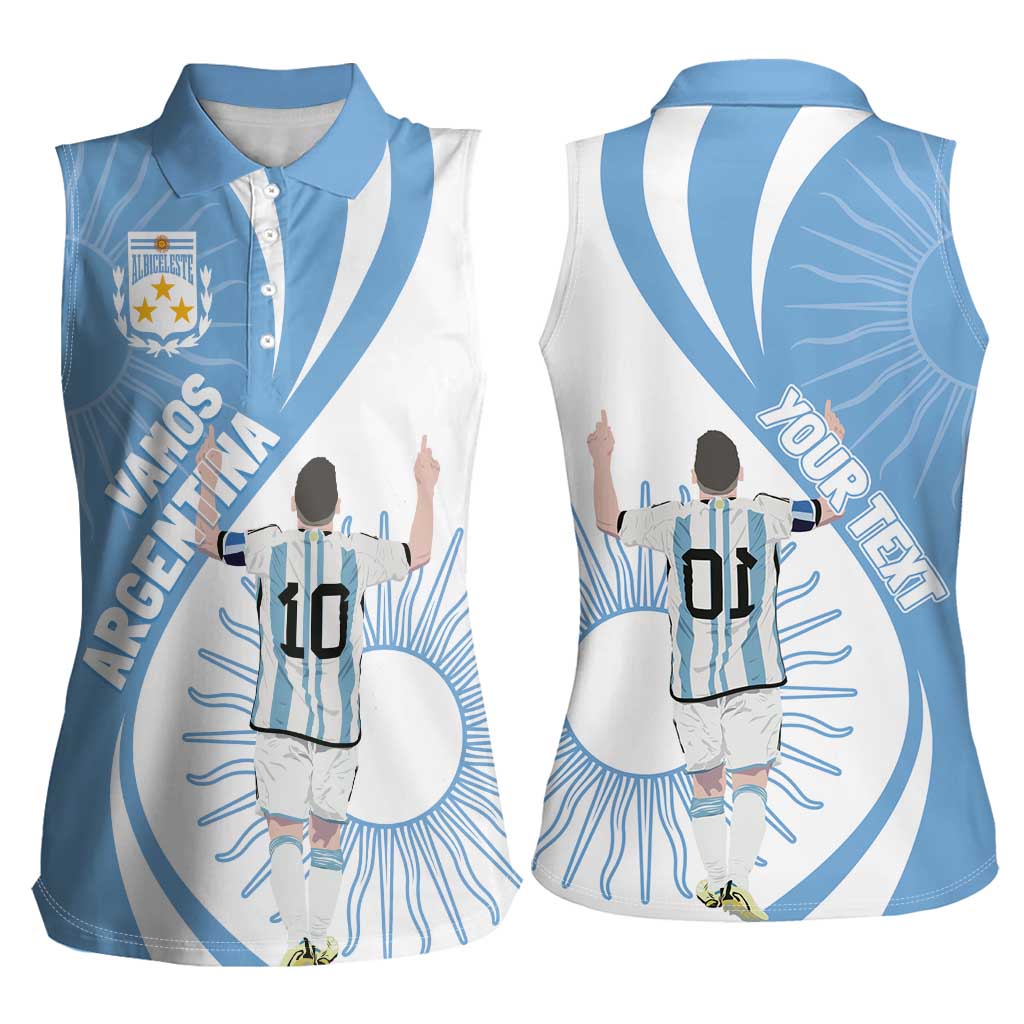 Argentina La Albiceleste Custom Women Sleeveless Polo Shirt Vamos Argentina - Wonder Print Shop