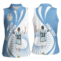 Argentina La Albiceleste Custom Women Sleeveless Polo Shirt Vamos Argentina - Wonder Print Shop