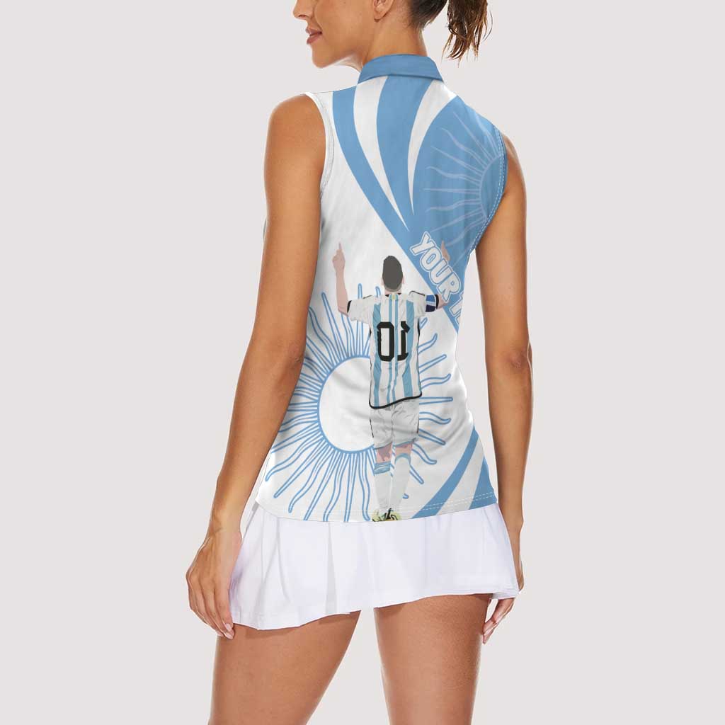Argentina La Albiceleste Custom Women Sleeveless Polo Shirt Vamos Argentina - Wonder Print Shop