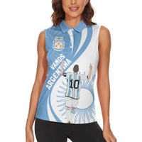 Argentina La Albiceleste Custom Women Sleeveless Polo Shirt Vamos Argentina - Wonder Print Shop