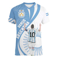 Argentina La Albiceleste Custom Women V-Neck T-Shirt Vamos Argentina - Wonder Print Shop