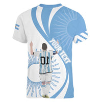 Argentina La Albiceleste Custom Women V-Neck T-Shirt Vamos Argentina - Wonder Print Shop