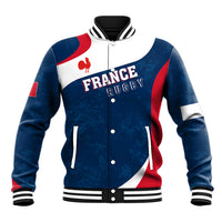Personalised France Rugby Baseball Jacket World Cup Les Blues Curves Style LT7 - Wonder Print Shop