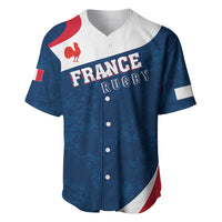 Personalised France Rugby Baseball Jersey World Cup Les Blues Curves Style LT7 - Wonder Print Shop