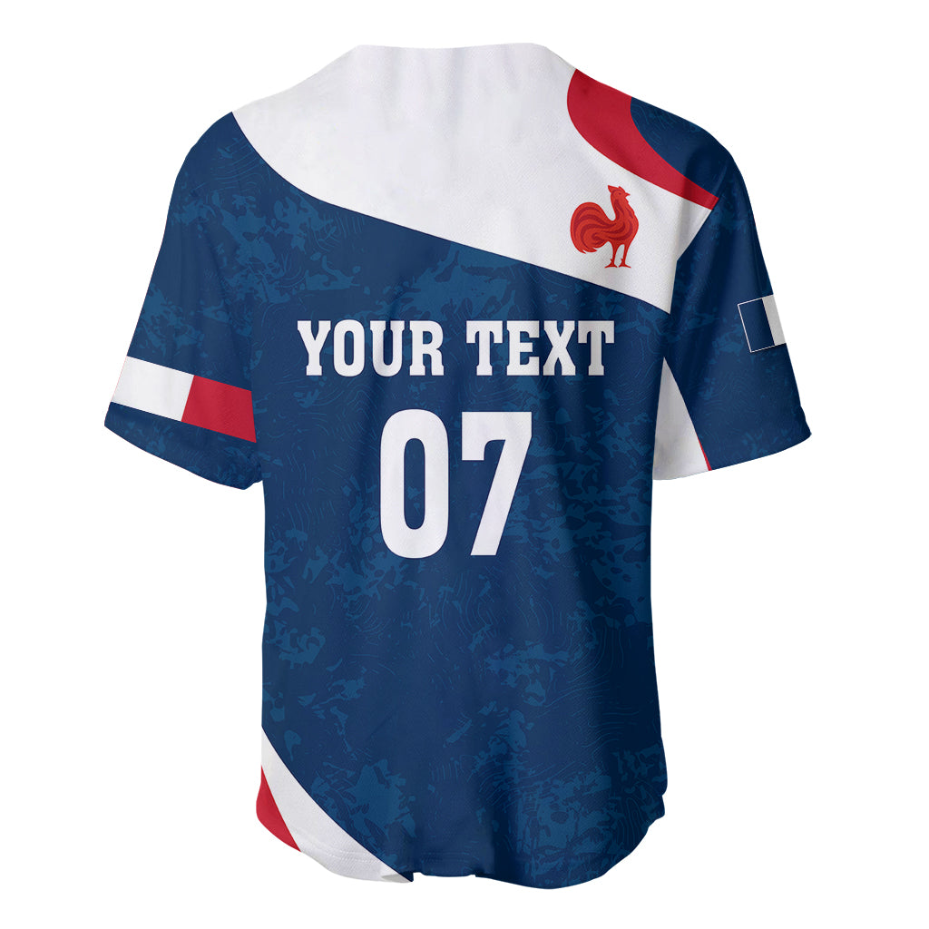 Personalised France Rugby Baseball Jersey World Cup Les Blues Curves Style LT7 - Wonder Print Shop