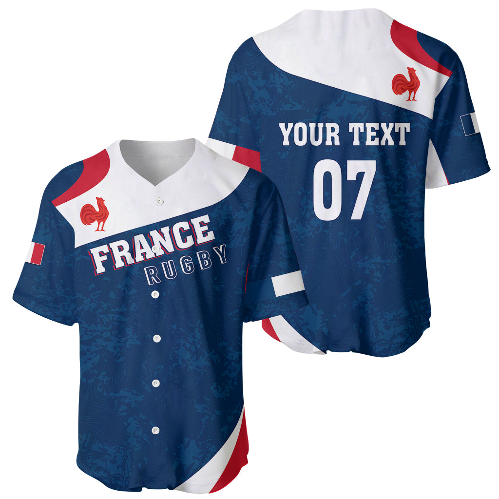Personalised France Rugby Baseball Jersey World Cup Les Blues Curves Style LT7 - Wonder Print Shop