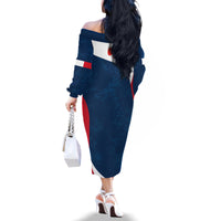 Personalised France Rugby Family Matching Off Shoulder Long Sleeve Dress and Hawaiian Shirt World Cup Les Blues Curves Style - Wonder Print Shop